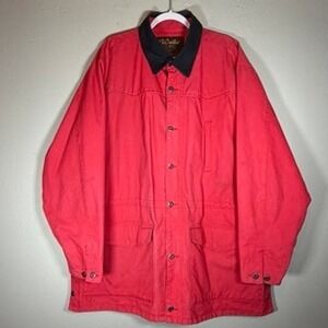 Walls Authentic Ranch Wear Mens Red Canvas Barn Coat work Jacket Collar XL